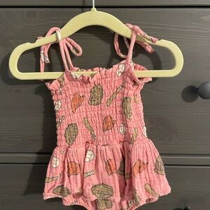 Angel Dear Smocked Pink Baseball Bubble with Skirt 6-12 month